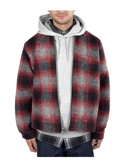 STÜSSY FW23 Brushed Wool Plaid Zip Shirt