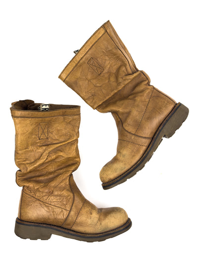 2000s Dirk Slouched Leather Ankle Boots
