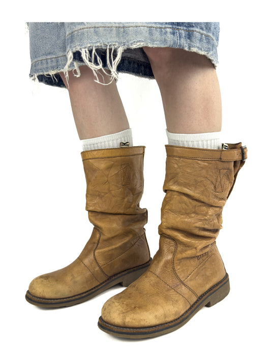 2000s Dirk Slouched Leather Ankle Boots