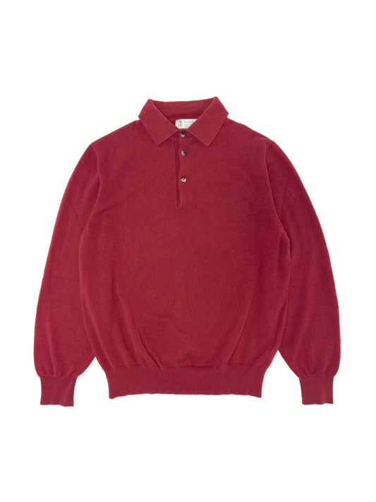 BRUNELLO CUCCINELLI 100% Cashmere Long Sleeve Polo Sweater