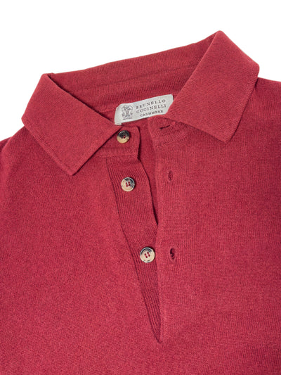 BRUNELLO CUCCINELLI 100% Cashmere Long Sleeve Polo Sweater