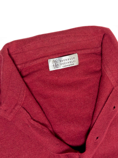 BRUNELLO CUCCINELLI 100% Cashmere Long Sleeve Polo Sweater