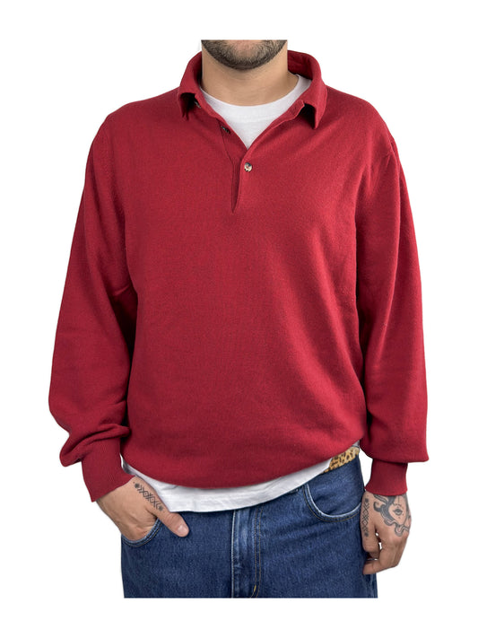 BRUNELLO CUCCINELLI 100% Cashmere Long Sleeve Polo Sweater