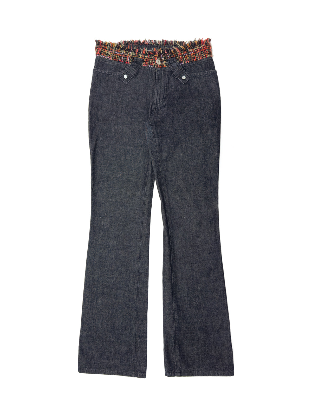 DOLCE & GABBANA 00s Archive Frayed Tweed Bootcut Jeans
