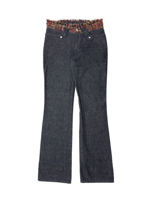 DOLCE & GABBANA 00s Archive Frayed Tweed Bootcut Jeans
