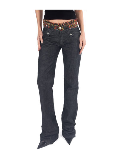 DOLCE & GABBANA 00s Archive Frayed Tweed Bootcut Jeans
