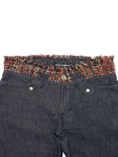 DOLCE & GABBANA 00s Archive Frayed Tweed Bootcut Jeans