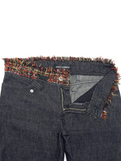 DOLCE & GABBANA 00s Archive Frayed Tweed Bootcut Jeans
