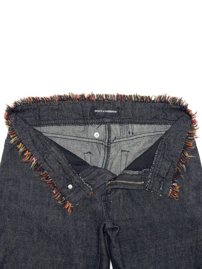 DOLCE & GABBANA 00s Archive Frayed Tweed Bootcut Jeans