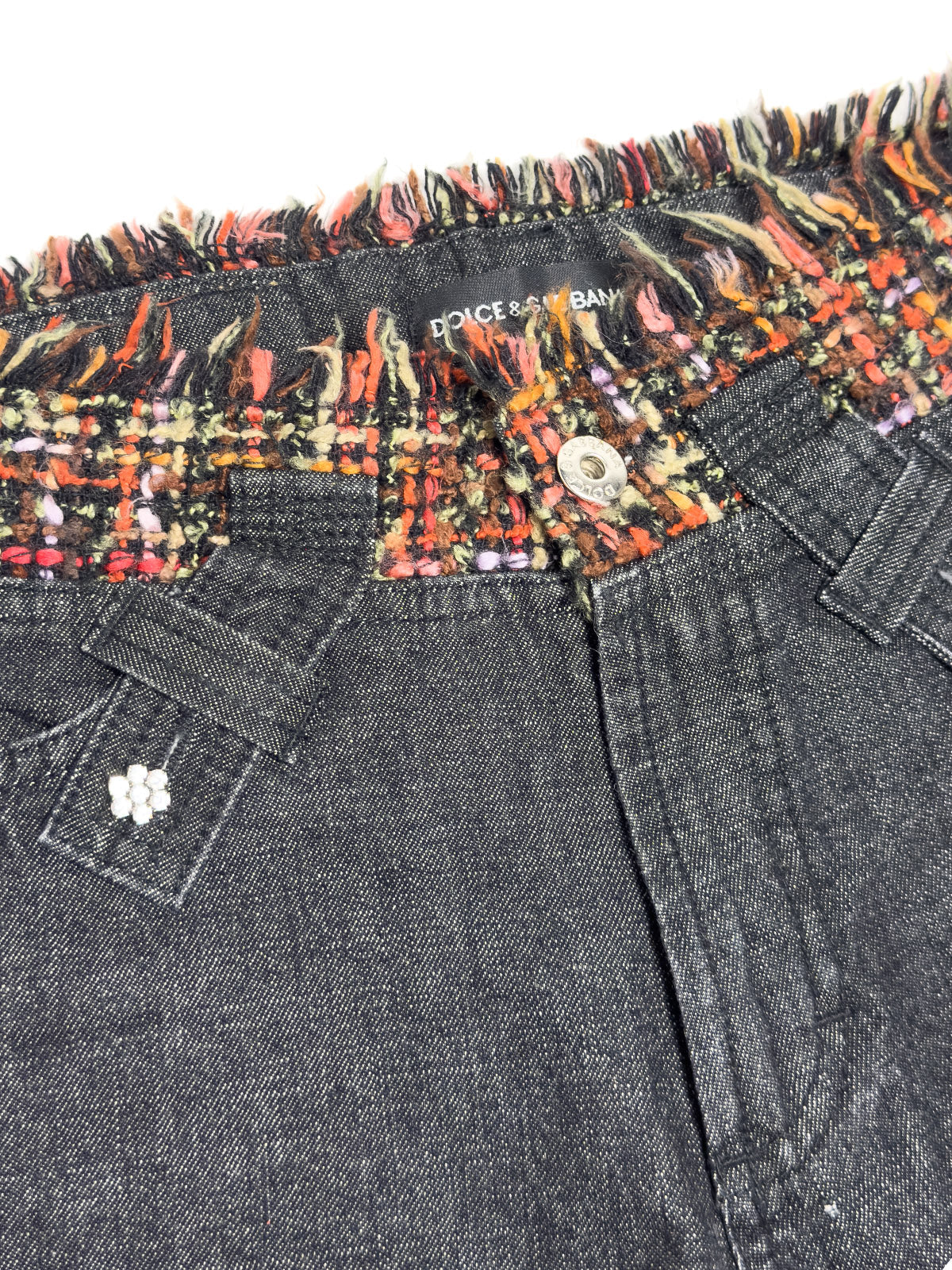 DOLCE & GABBANA 00s Archive Frayed Tweed Bootcut Jeans