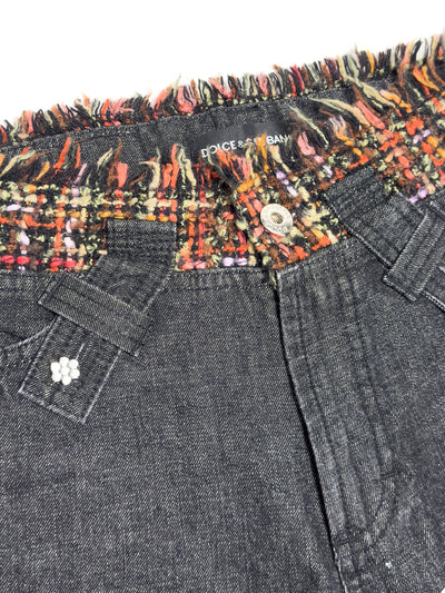 DOLCE & GABBANA 00s Archive Frayed Tweed Bootcut Jeans