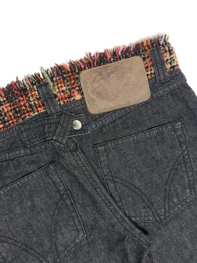 DOLCE & GABBANA 00s Archive Frayed Tweed Bootcut Jeans