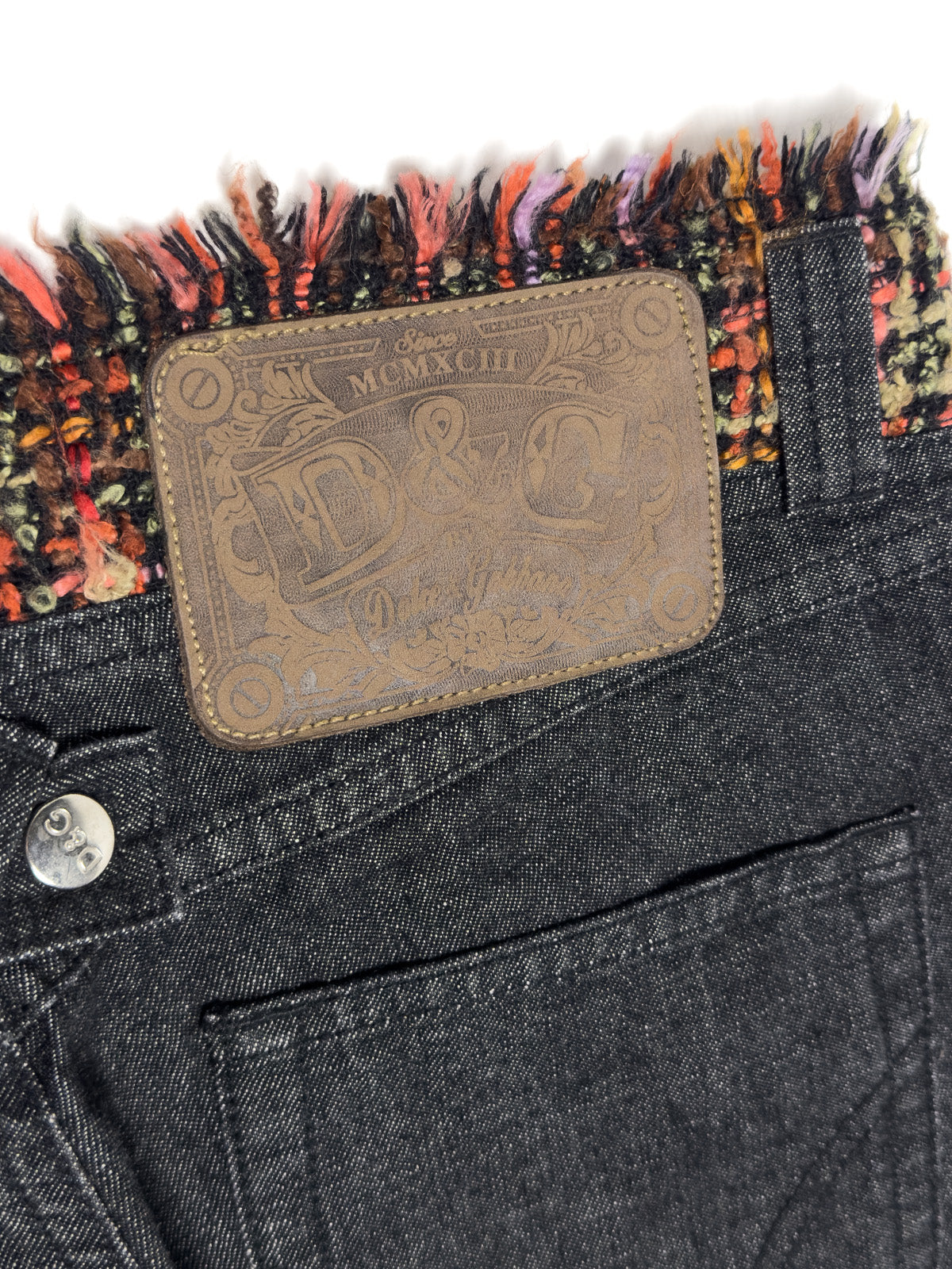 DOLCE & GABBANA 00s Archive Frayed Tweed Bootcut Jeans