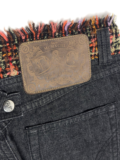 DOLCE & GABBANA 00s Archive Frayed Tweed Bootcut Jeans