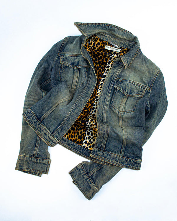 Dolce Gabbana Instagram Jeans Jacket leopard