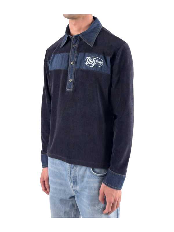 Velour Rugby Polo Shirt - retro
