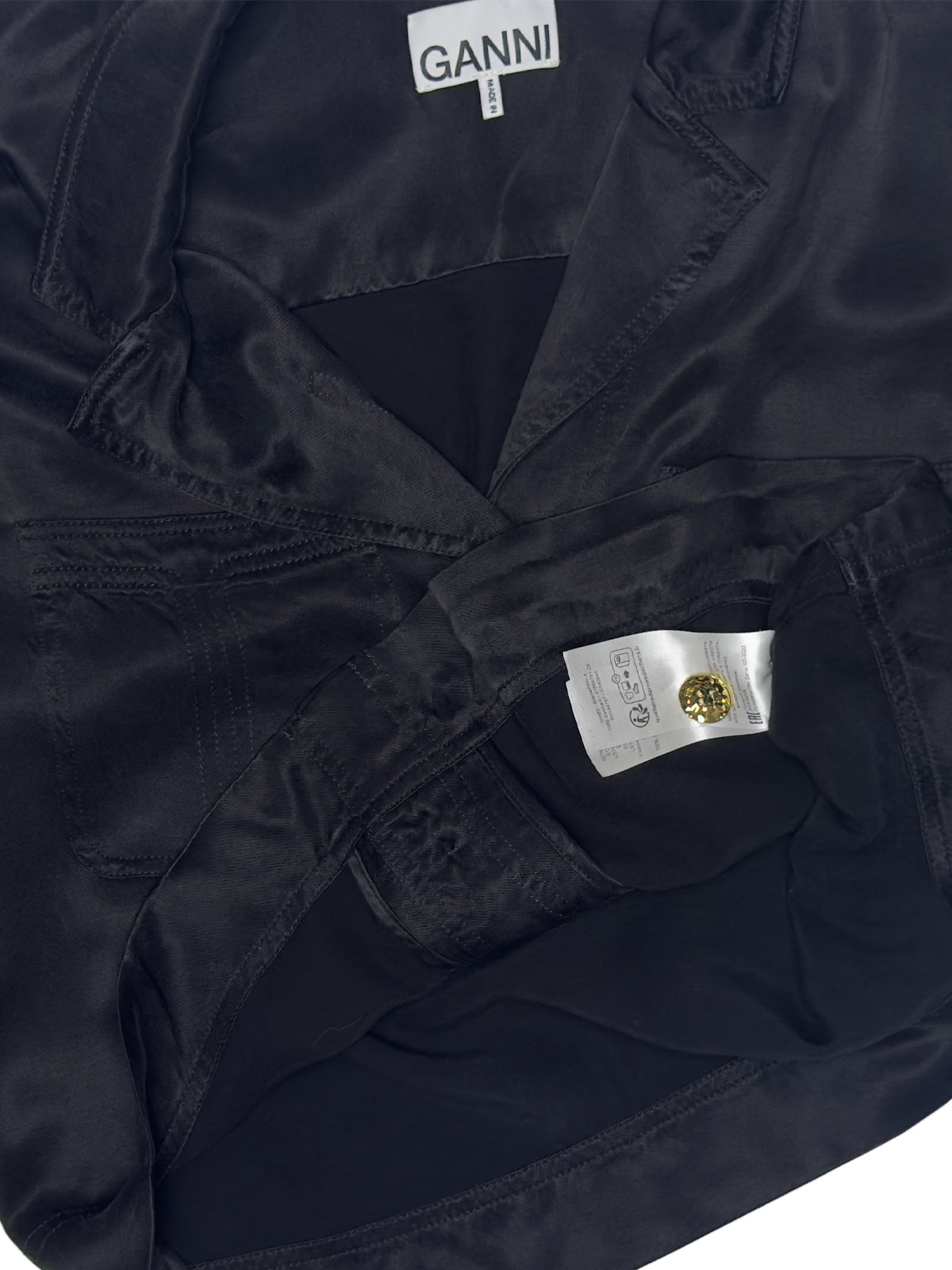 Ganni washed satin crop shirt