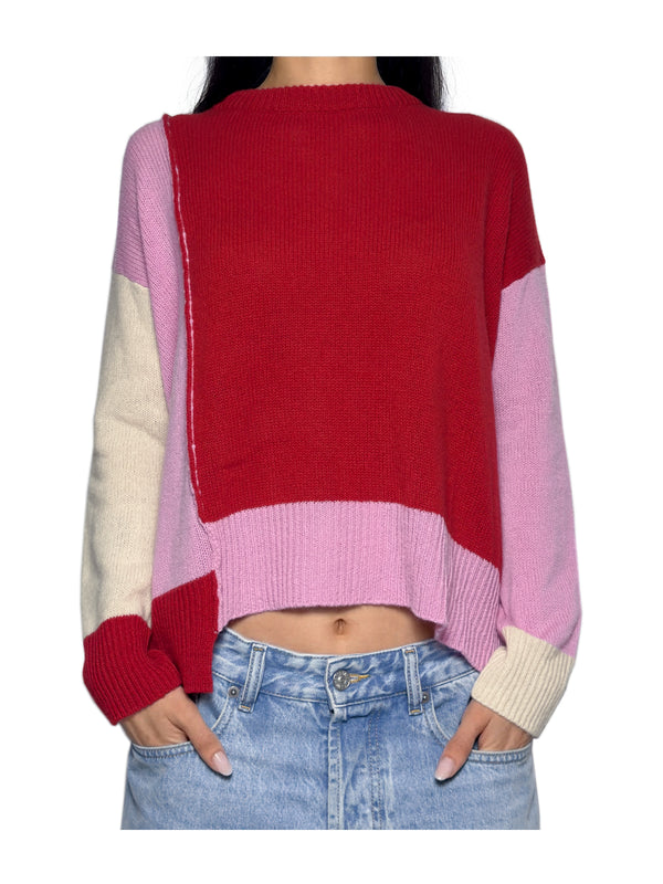 Color Block Cashmere Sweater Modern - retro