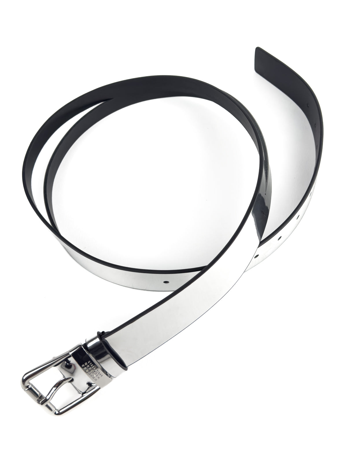 Mirror-Effect Metallic Silver Belt