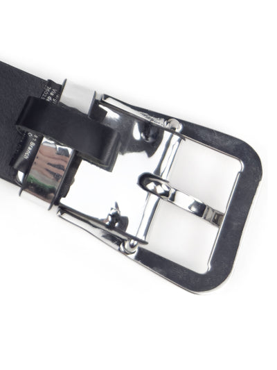 Mirror-Effect Metallic Silver Belt
