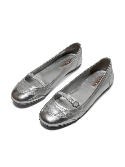 PRADA 2000s Metallic Silver Ballet Flats