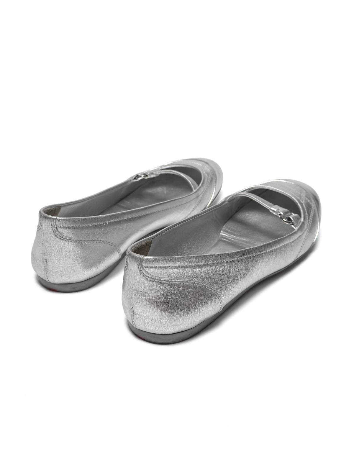 PRADA 2000s Metallic Silver Ballet Flats