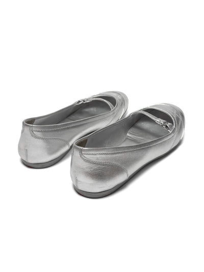 PRADA 2000s Metallic Silver Ballet Flats
