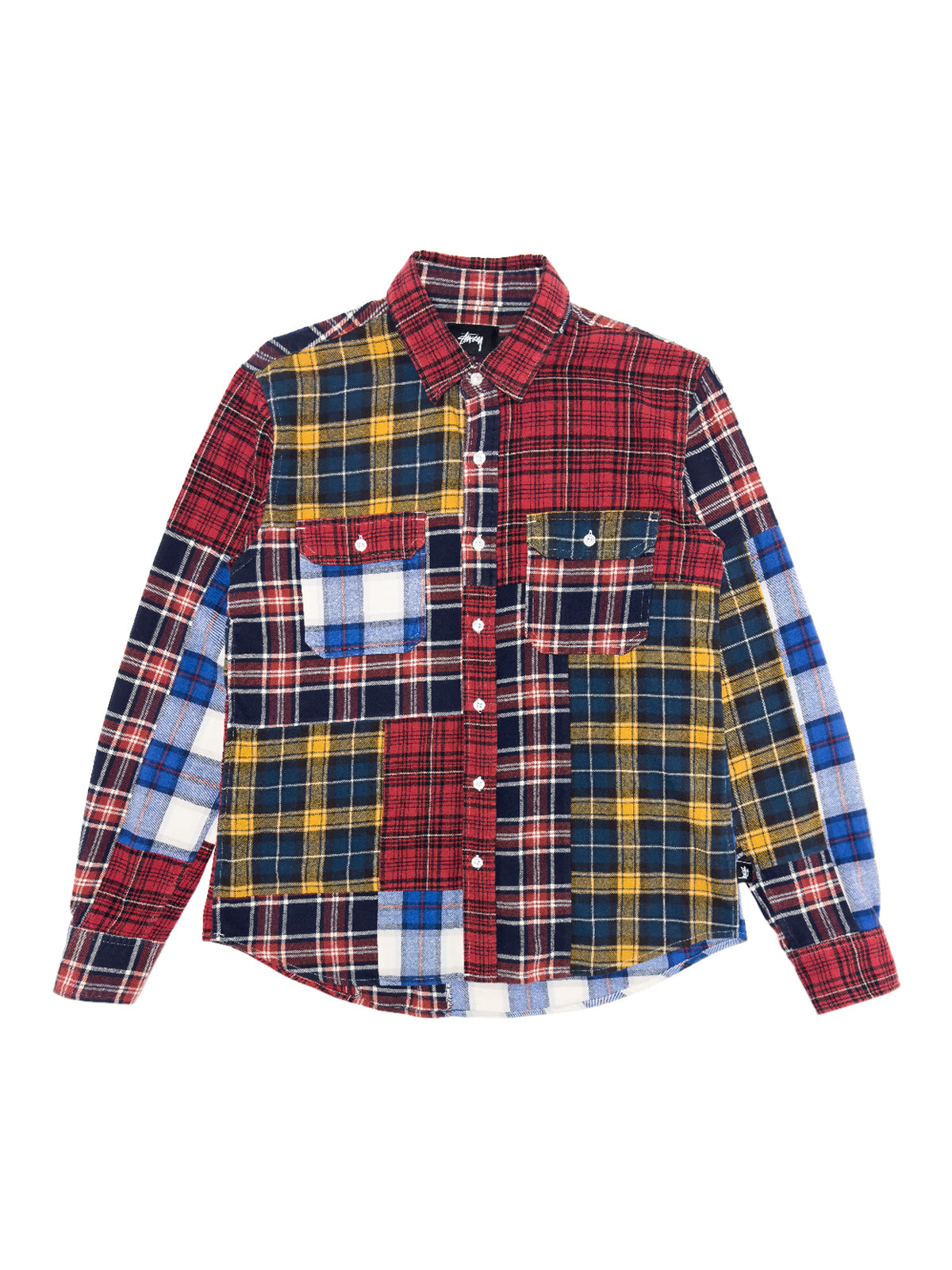 STÜSSY FW16 Mixed Plaid Patchwork Flannel Shirt