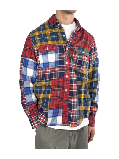 STÜSSY FW16 Mixed Plaid Patchwork Flannel Shirt