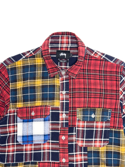 STÜSSY FW16 Mixed Plaid Patchwork Flannel Shirt