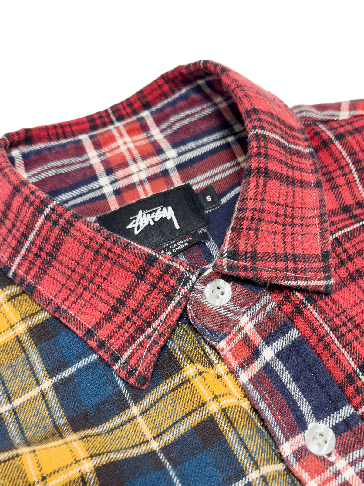STÜSSY FW16 Mixed Plaid Patchwork Flannel Shirt