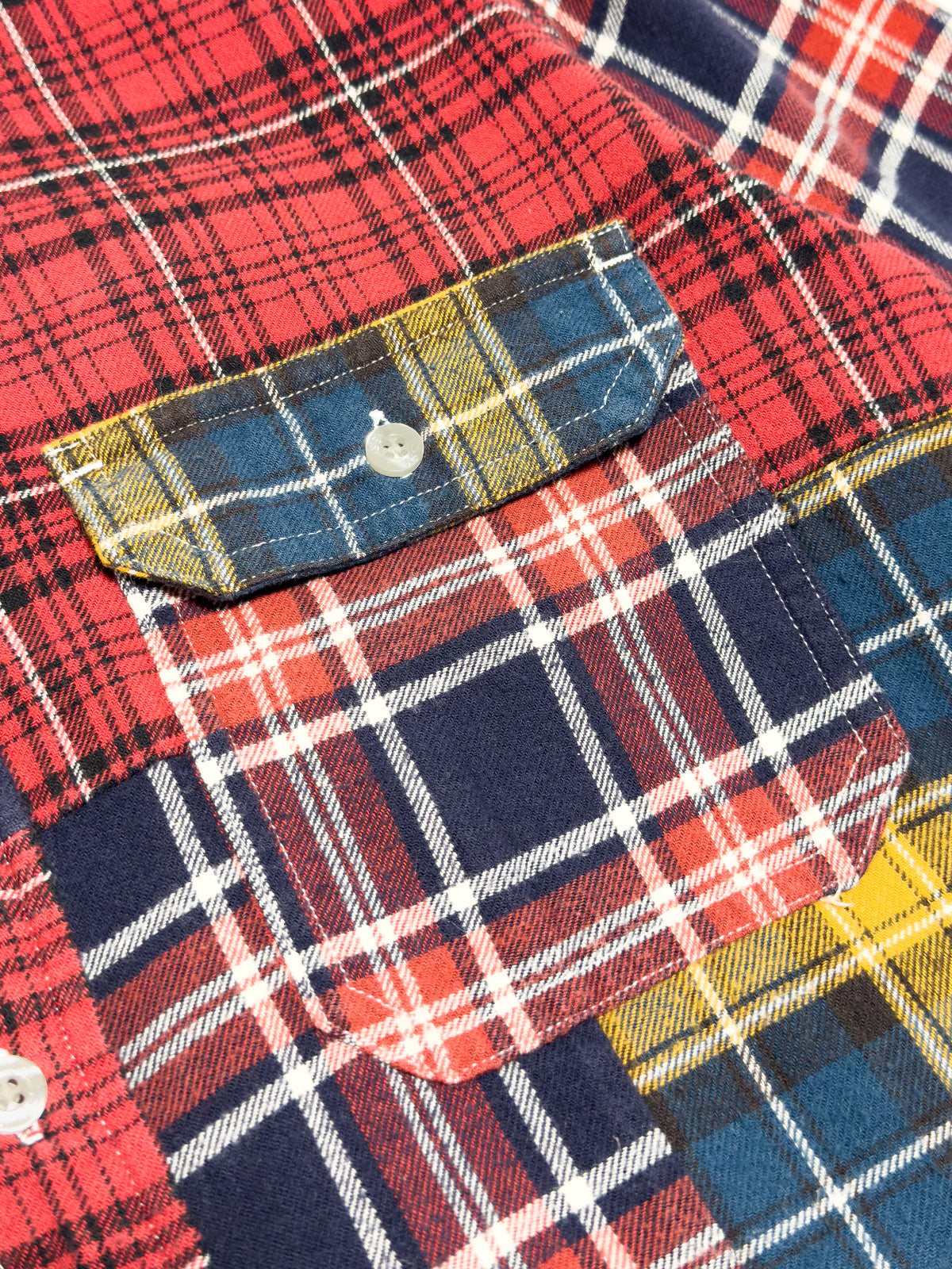 STÜSSY FW16 Mixed Plaid Patchwork Flannel Shirt