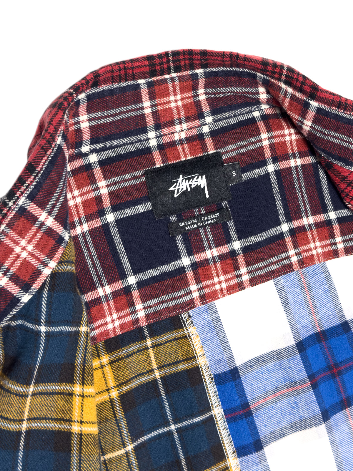 STÜSSY FW16 Mixed Plaid Patchwork Flannel Shirt