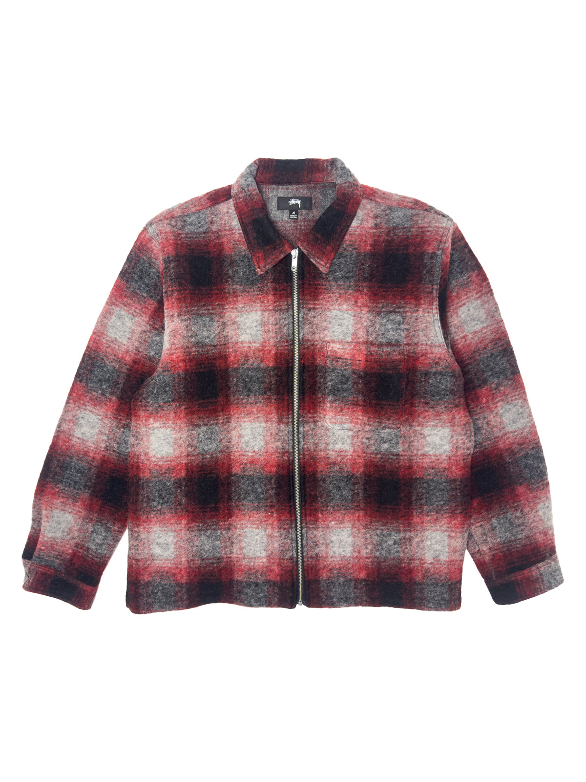 STÜSSY FW23 Brushed Wool Plaid Zip Shirt