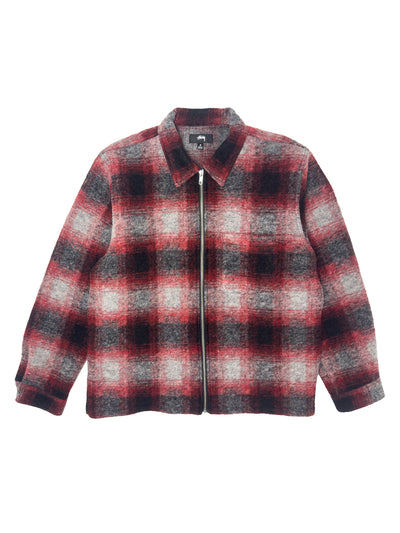 STÜSSY FW23 Brushed Wool Plaid Zip Shirt