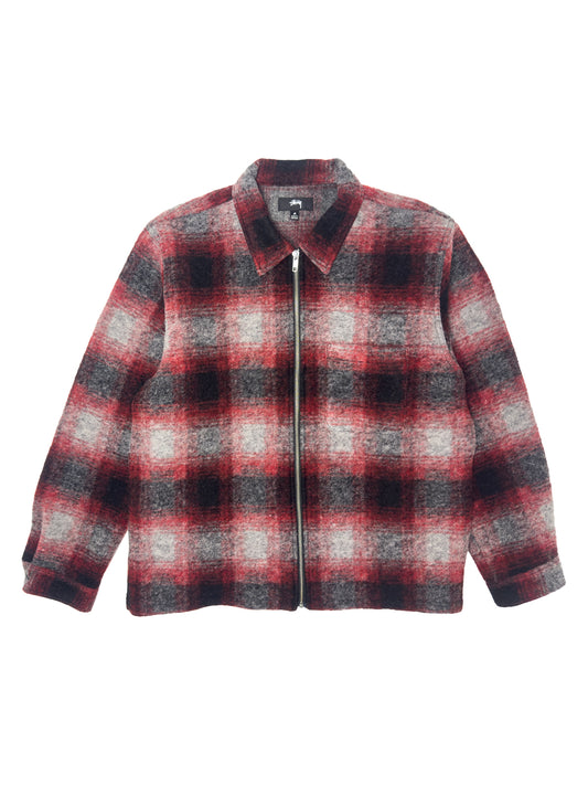 STÜSSY FW23 Brushed Wool Plaid Zip Shirt