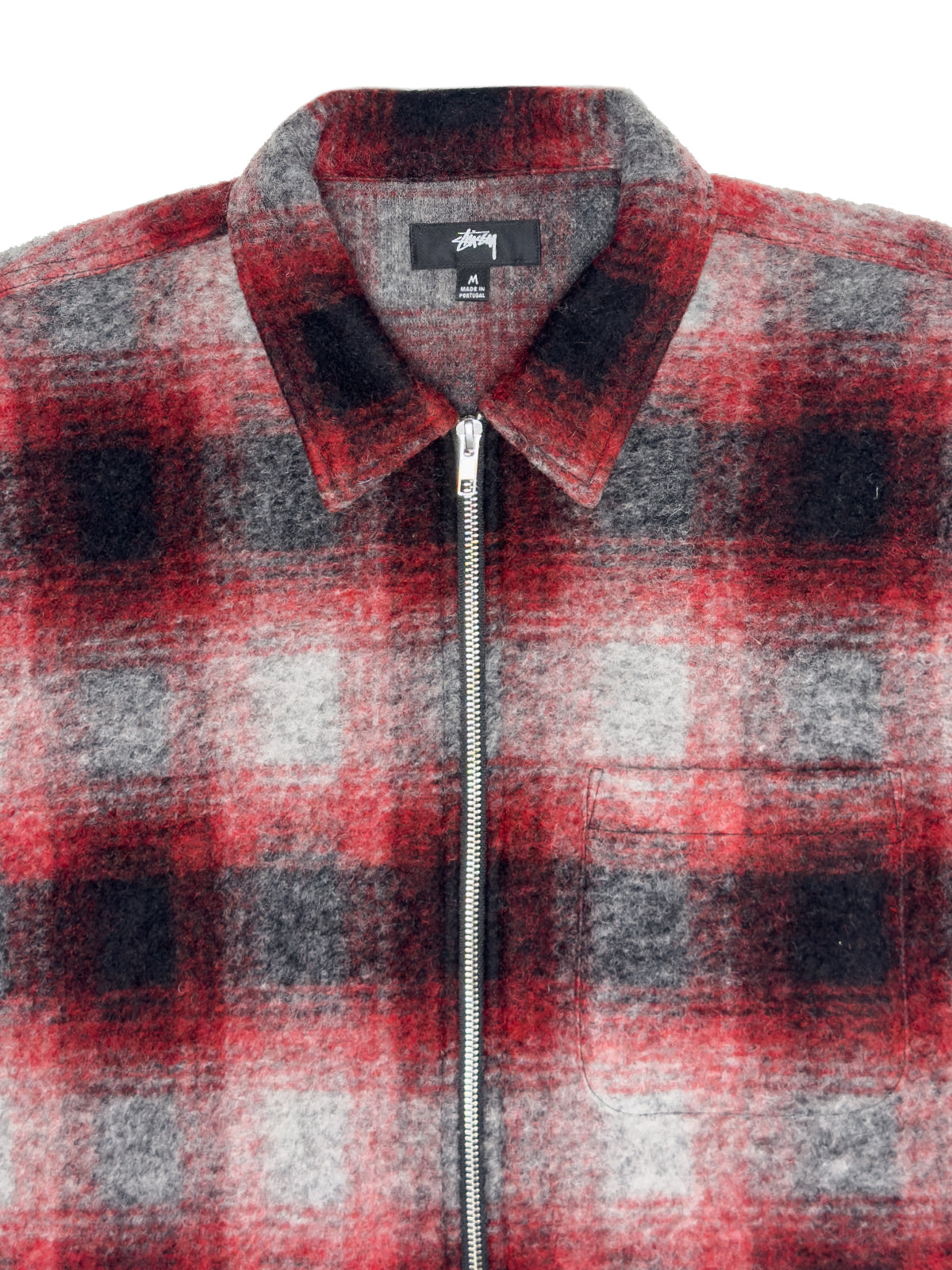 STÜSSY FW23 Brushed Wool Plaid Zip Shirt