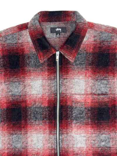 STÜSSY FW23 Brushed Wool Plaid Zip Shirt