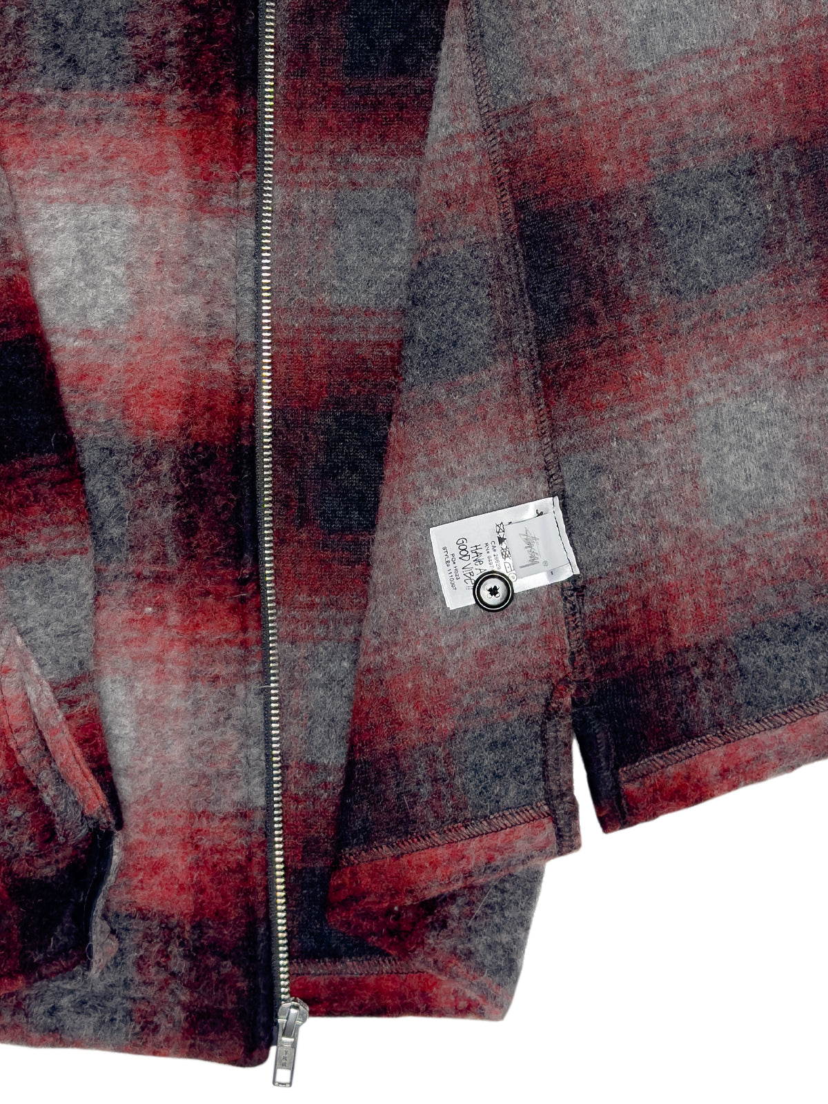 STÜSSY FW23 Brushed Wool Plaid Zip Shirt