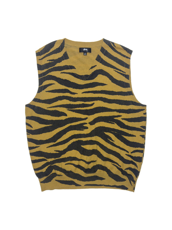 Tiger Print V-Neck Sweater Vest