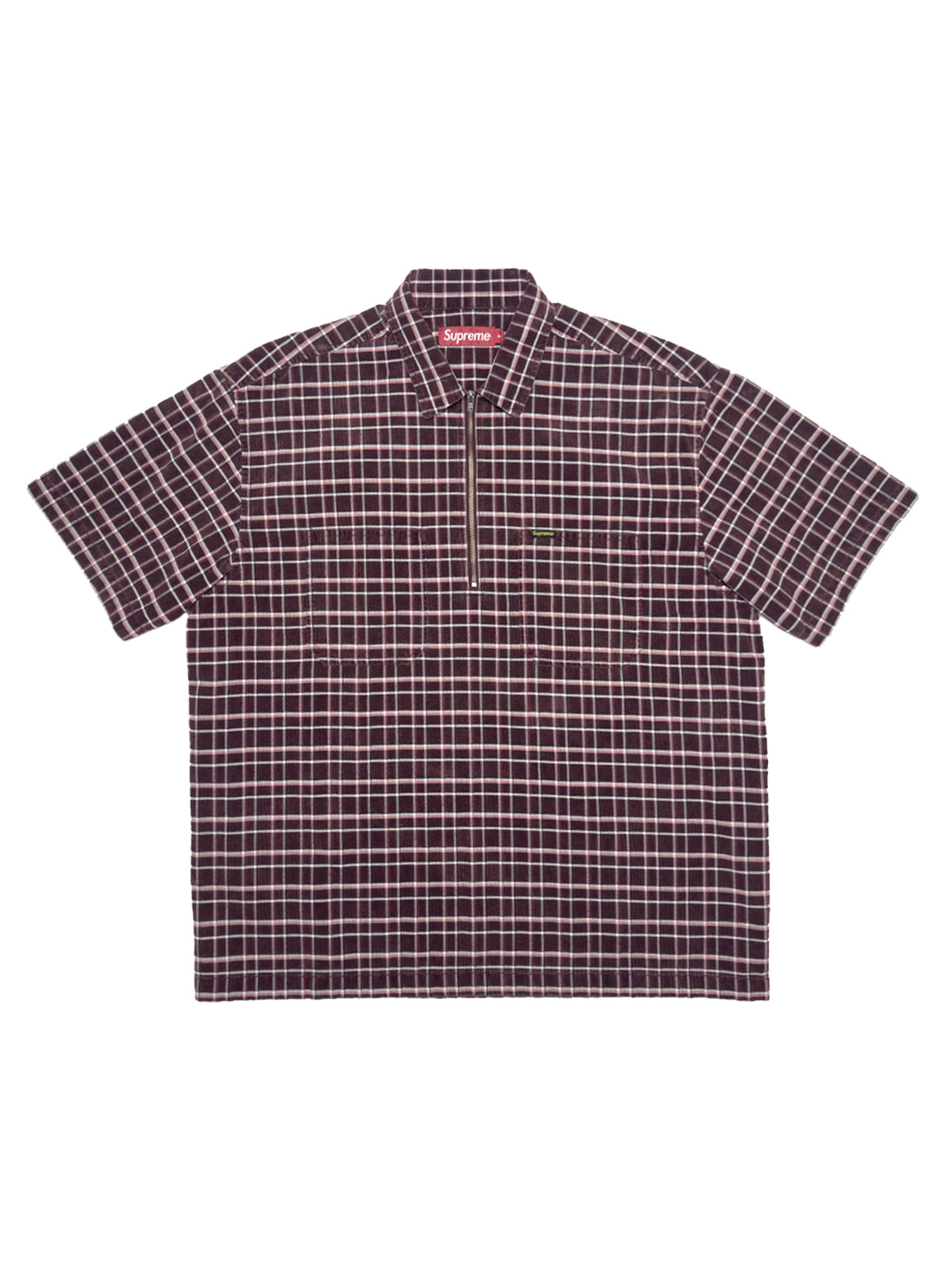 SUPREME FW23 Plaid Corduroy Half Zip S/S Shirt