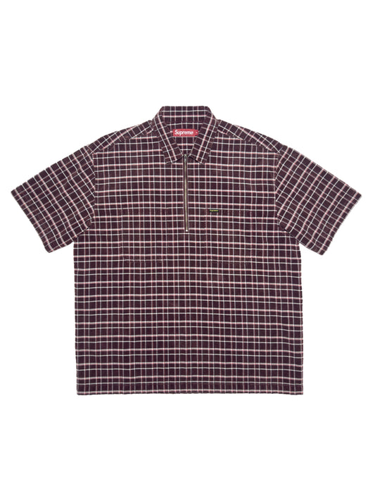 SUPREME FW23 Plaid Corduroy Half Zip S/S Shirt
