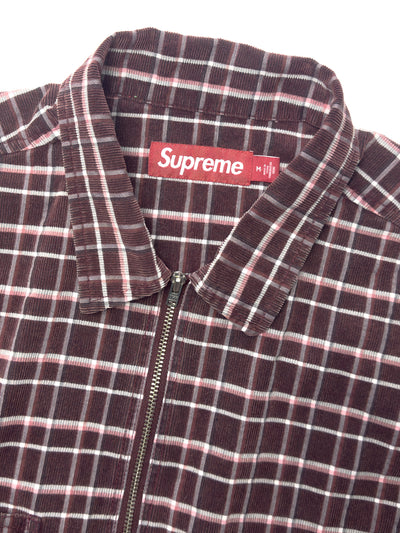 SUPREME FW23 Plaid Corduroy Half Zip S/S Shirt