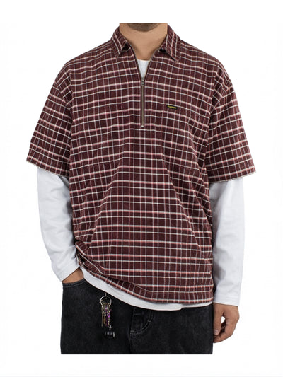 SUPREME FW23 Plaid Corduroy Half Zip S/S Shirt